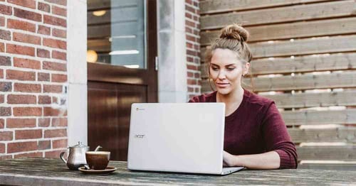 An employee working remotely.