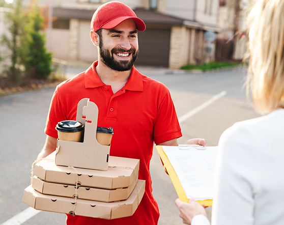 Friendly delivery driver on route