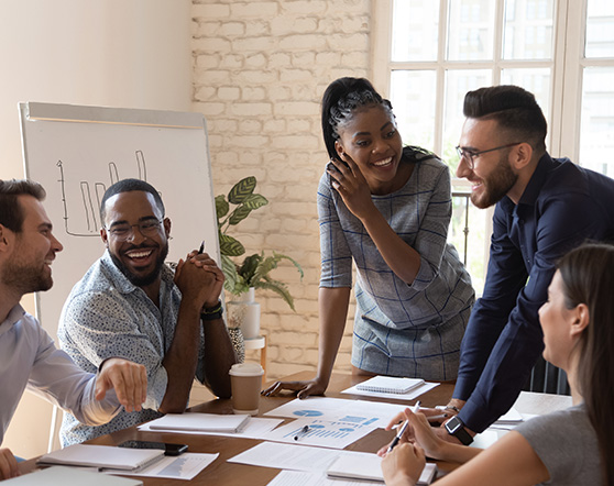 Cheerful group of coworkers