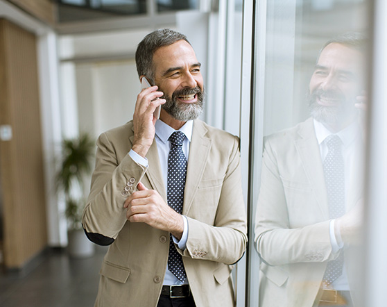 Office executive on a phone call