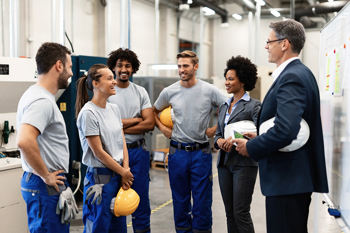 Executives visiting workers on site